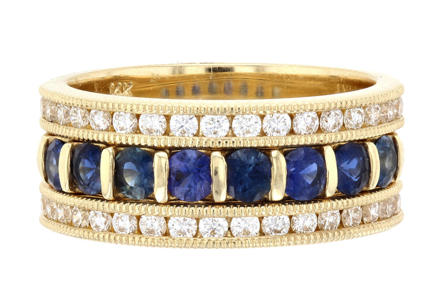Diamond and Sapphire Three-Row Ring L2266SAP