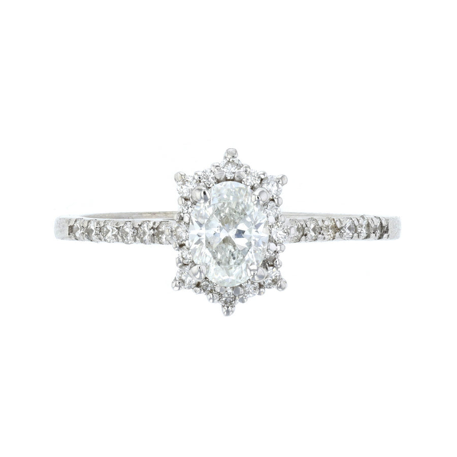 Concave Oval Halo Engagement Ring L3824