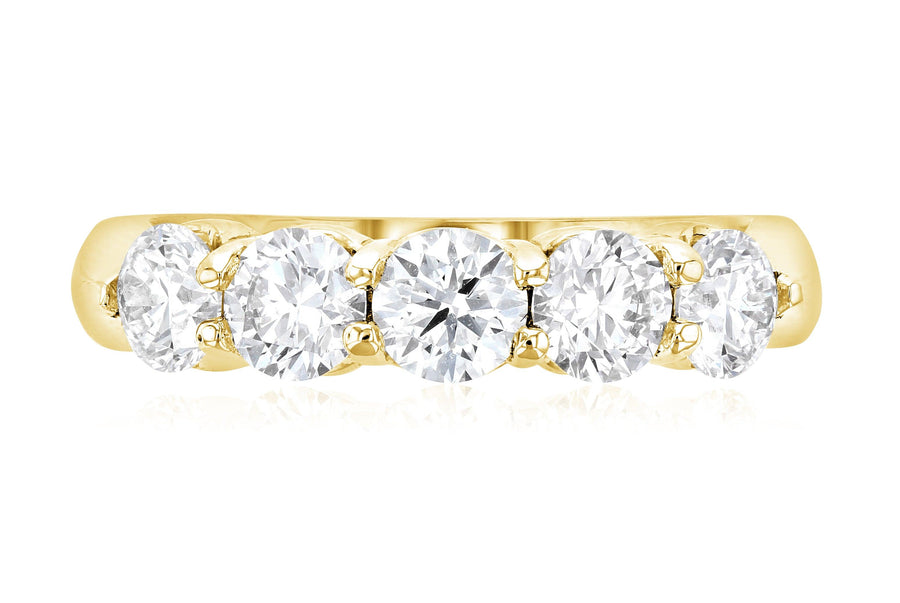 Five-Stone Diamond Shared Prong Wedding Ring - The Brothers Jewelry Co.