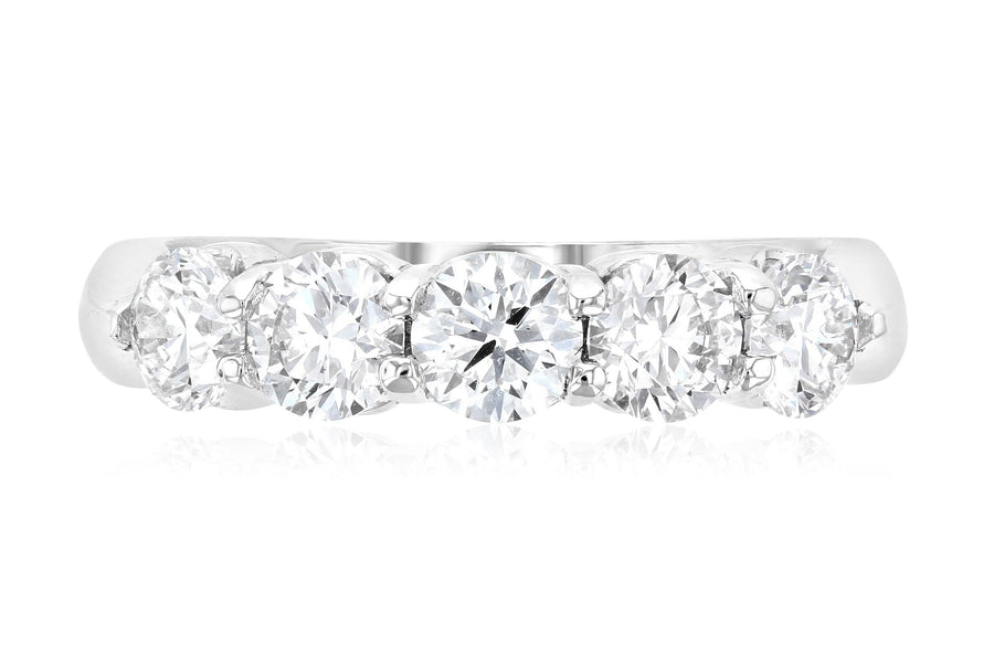 Five-Stone Diamond Shared Prong Wedding Ring - The Brothers Jewelry Co.
