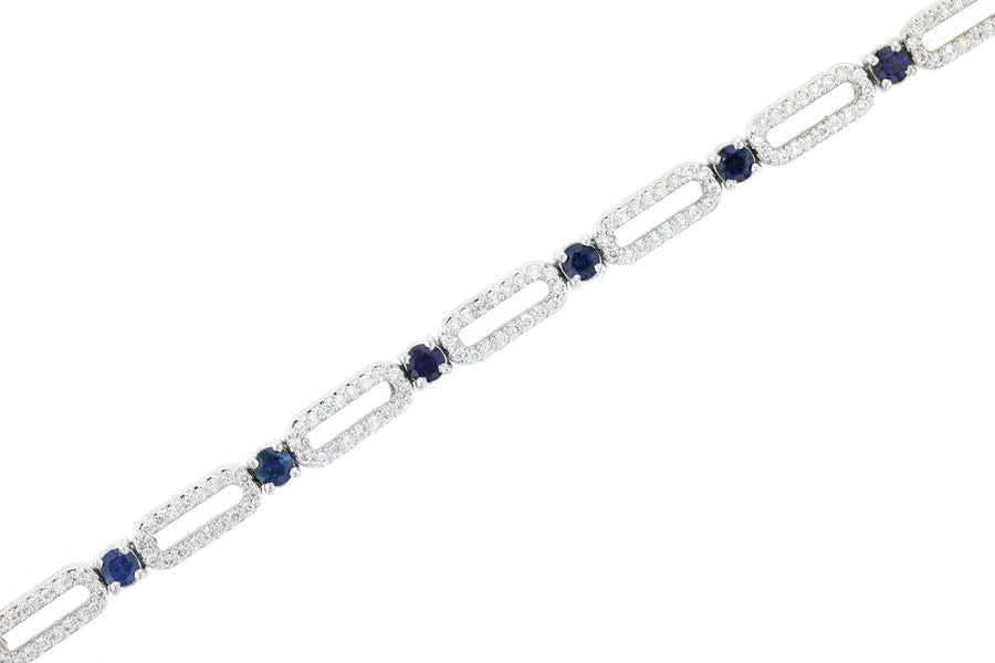 Diamond and Sapphire Link Tennis Bracelet - The Brothers Jewelry Co.