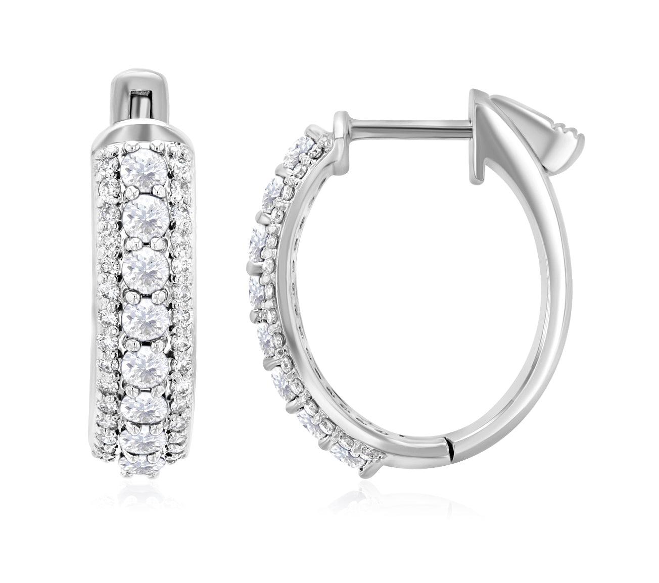 Three-Row Diamond Hoop Earrings (1.40 ct. tw.) - The Brothers Jewelry Co.