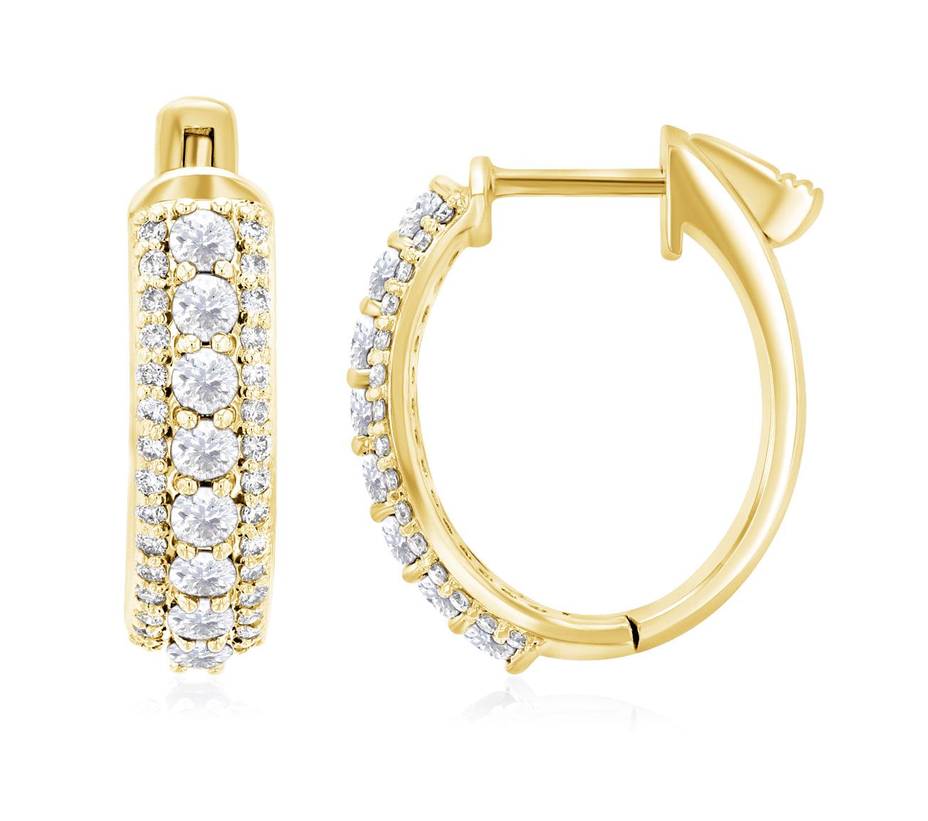 Three-Row Diamond Hoop Earrings (1.40 ct. tw.) - The Brothers Jewelry Co.