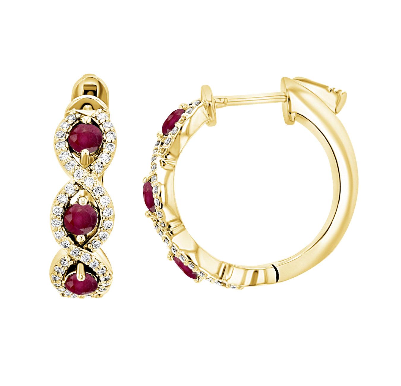 Diamond and Ruby Infinity Hoop Earrings (1.22 ct. tw.) - The Brothers Jewelry Co.