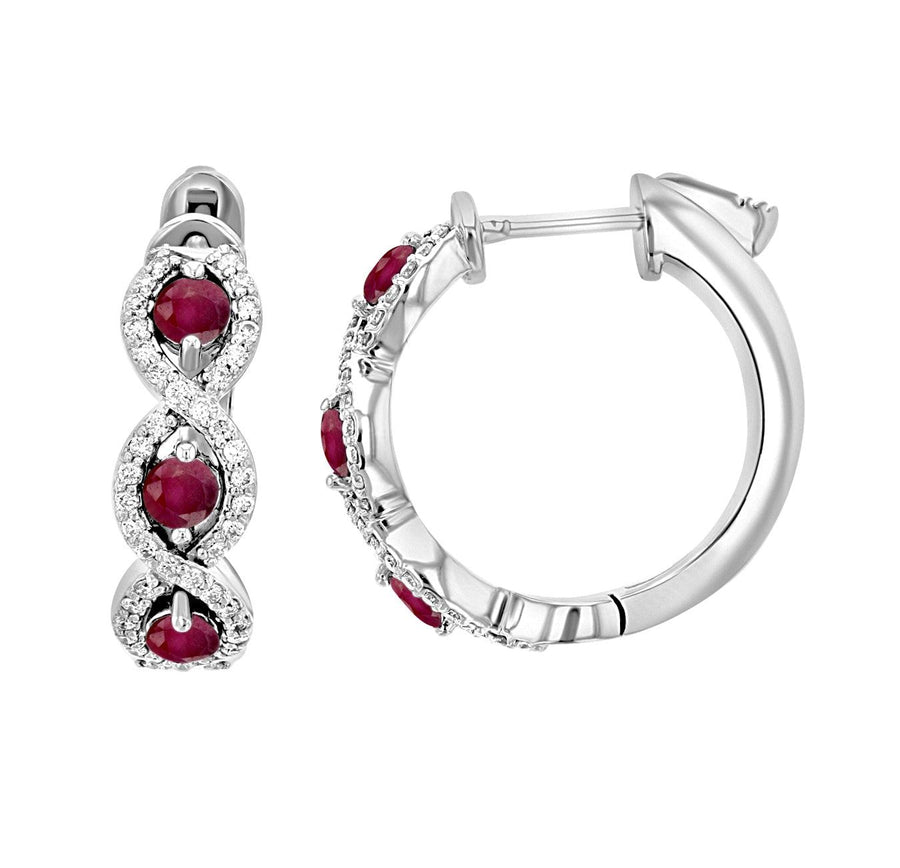Diamond and Ruby Infinity Hoop Earrings (1.22 ct. tw.) - The Brothers Jewelry Co.