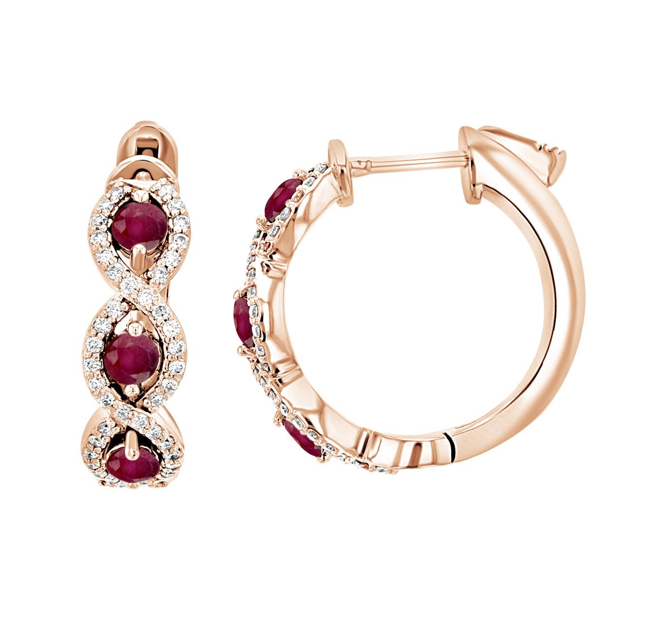 Diamond and Ruby Infinity Hoop Earrings (1.22 ct. tw.) - The Brothers Jewelry Co.