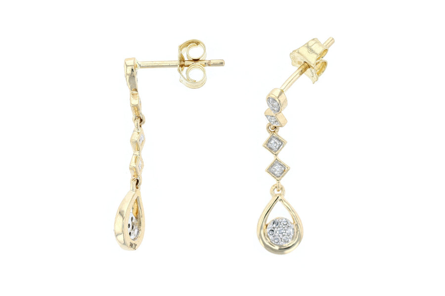 Diamond Teardrop Dangle Earrings 14kt Yellow Gold E3815