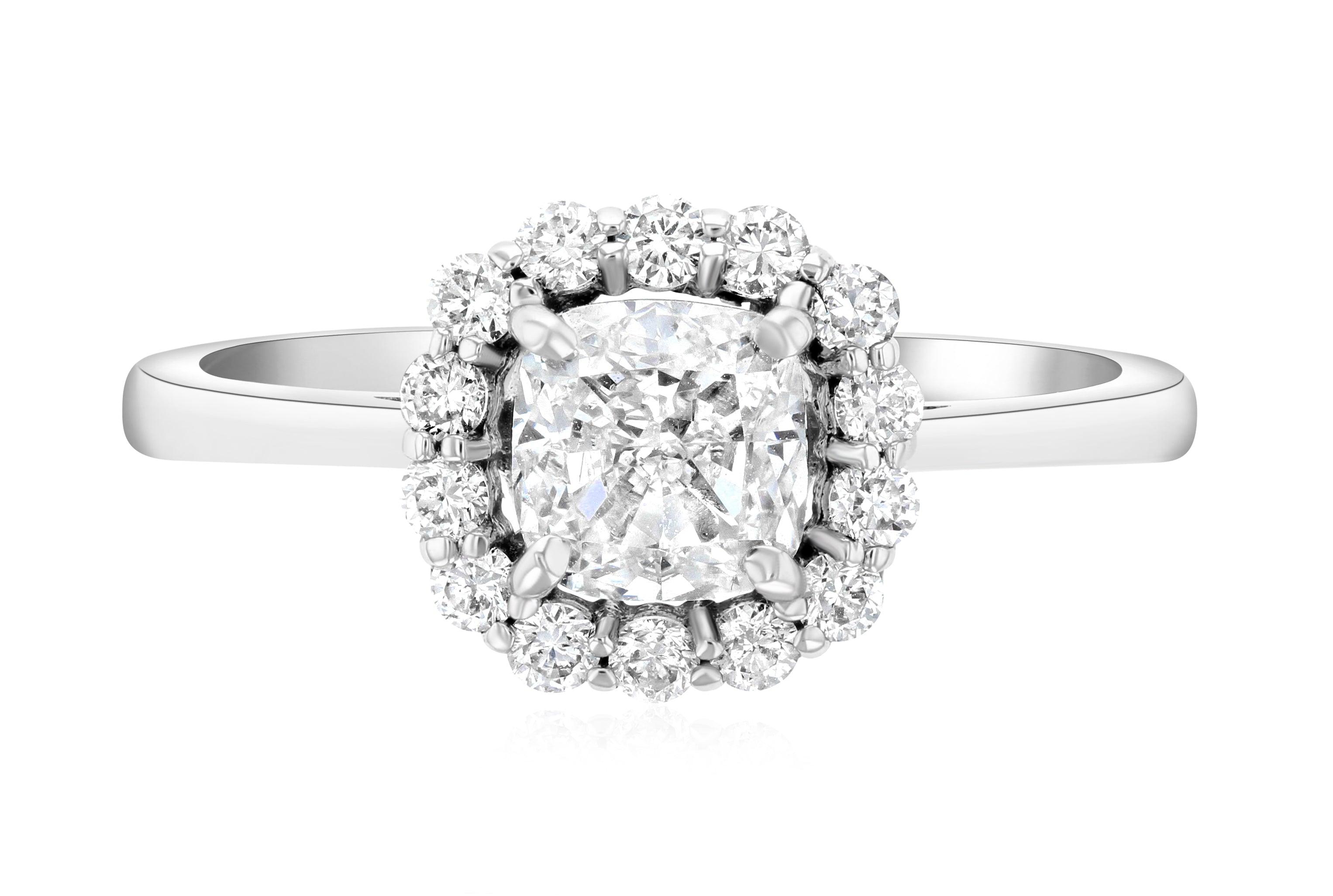 Halo Cushion Diamond Engagement Ring (1.28 ct. tw.) - The Brothers Jewelry Co.