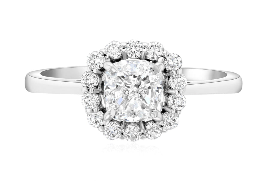 Halo Cushion Diamond Engagement Ring (1.28 ct. tw.) - The Brothers Jewelry Co.