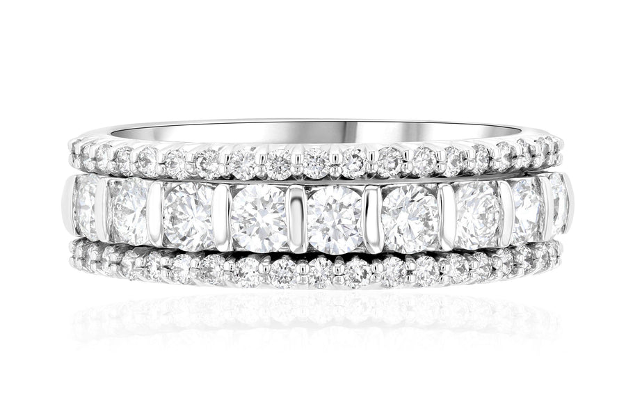 Three-Row Diamond Anniversary Ring Shared Prong (1.10 ct. tw.) - The Brothers Jewelry Co.