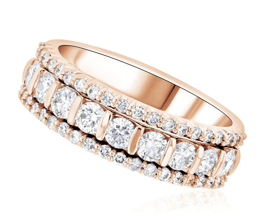 Three-Row Diamond Anniversary Ring Shared Prong (1.10 ct. tw.) - The Brothers Jewelry Co.