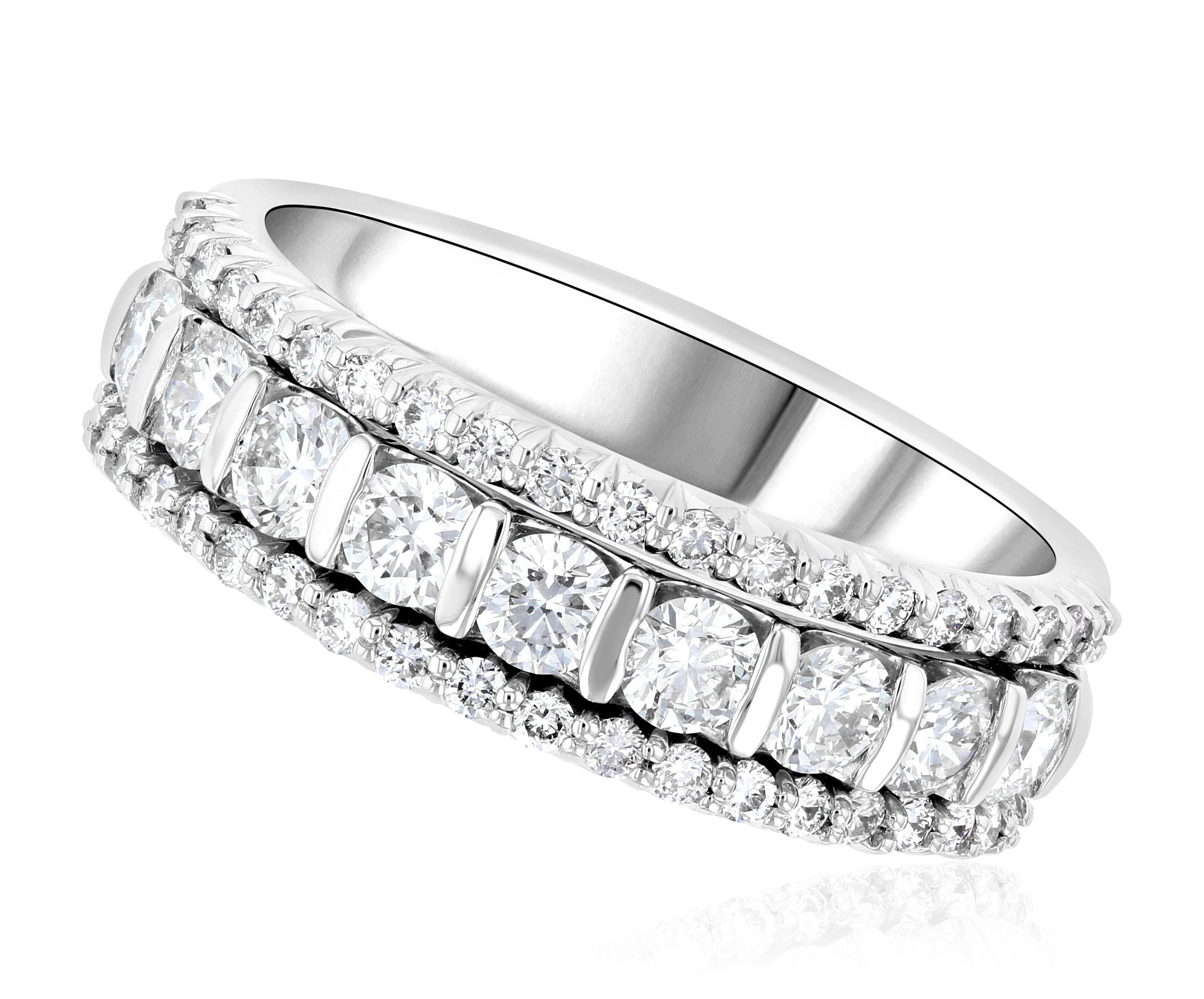 Three-Row Diamond Anniversary Ring Shared Prong (1.10 ct. tw.) - The Brothers Jewelry Co.