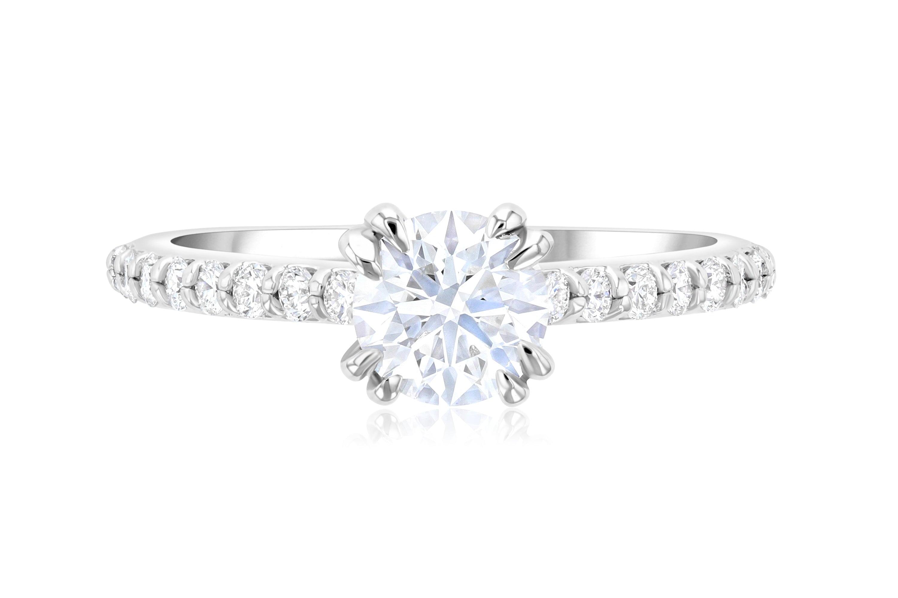 Double Prong Pavé Diamond Solitaire Engagement Ring - The Brothers Jewelry Co.