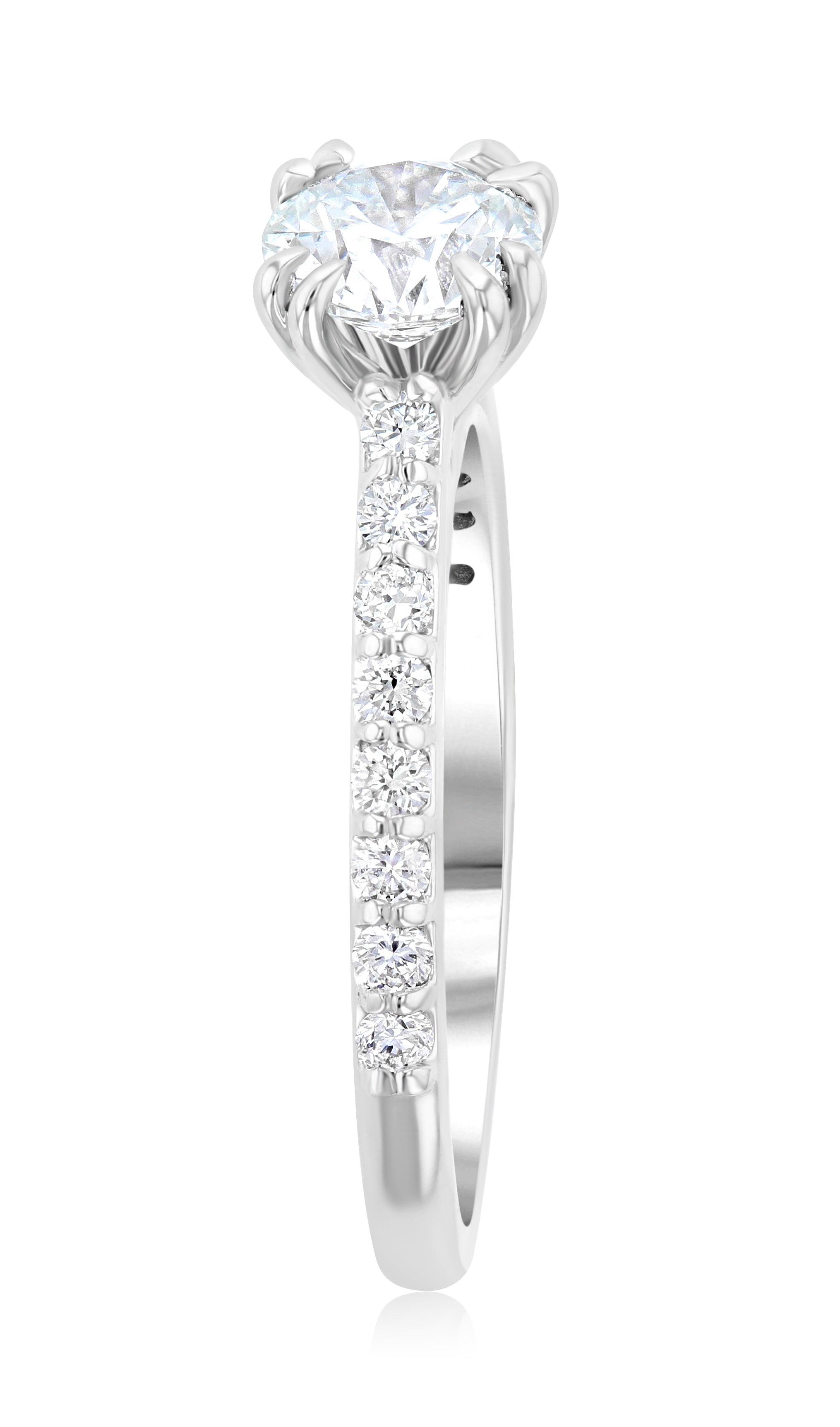 Double Prong Pavé Diamond Solitaire Engagement Ring - The Brothers Jewelry Co.