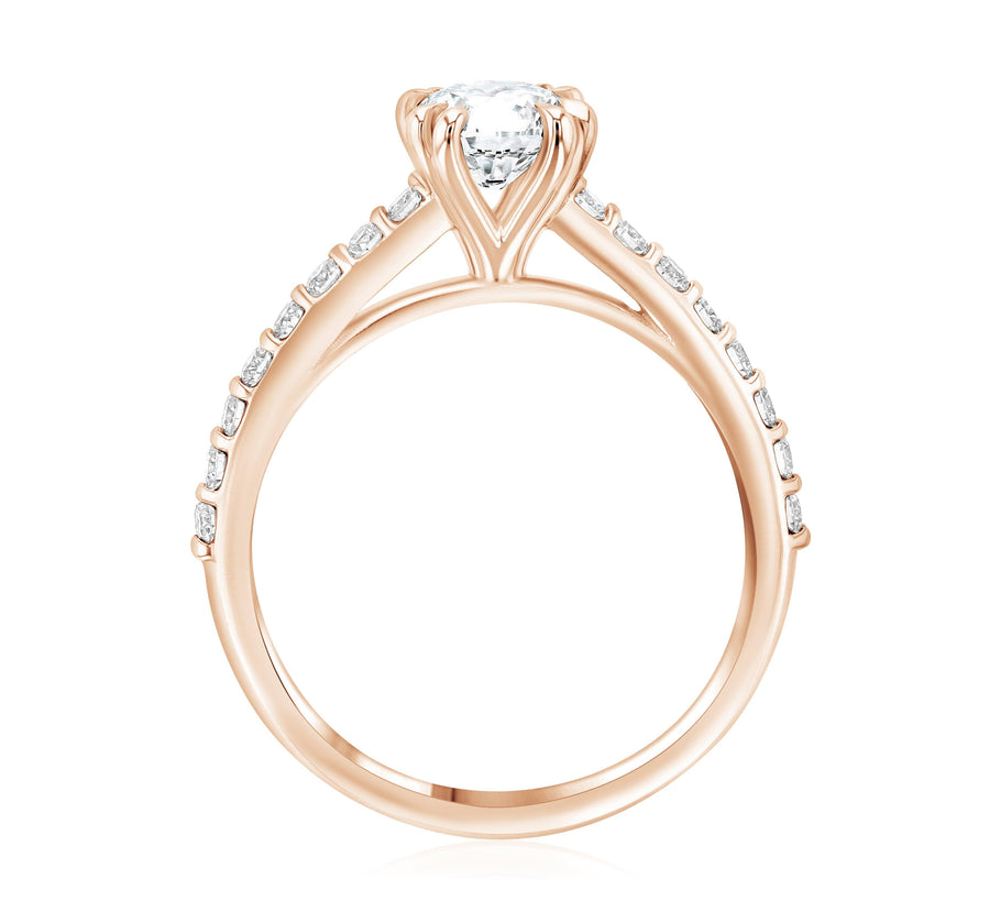 Double Prong Pavé Diamond Solitaire Engagement Ring - The Brothers Jewelry Co.