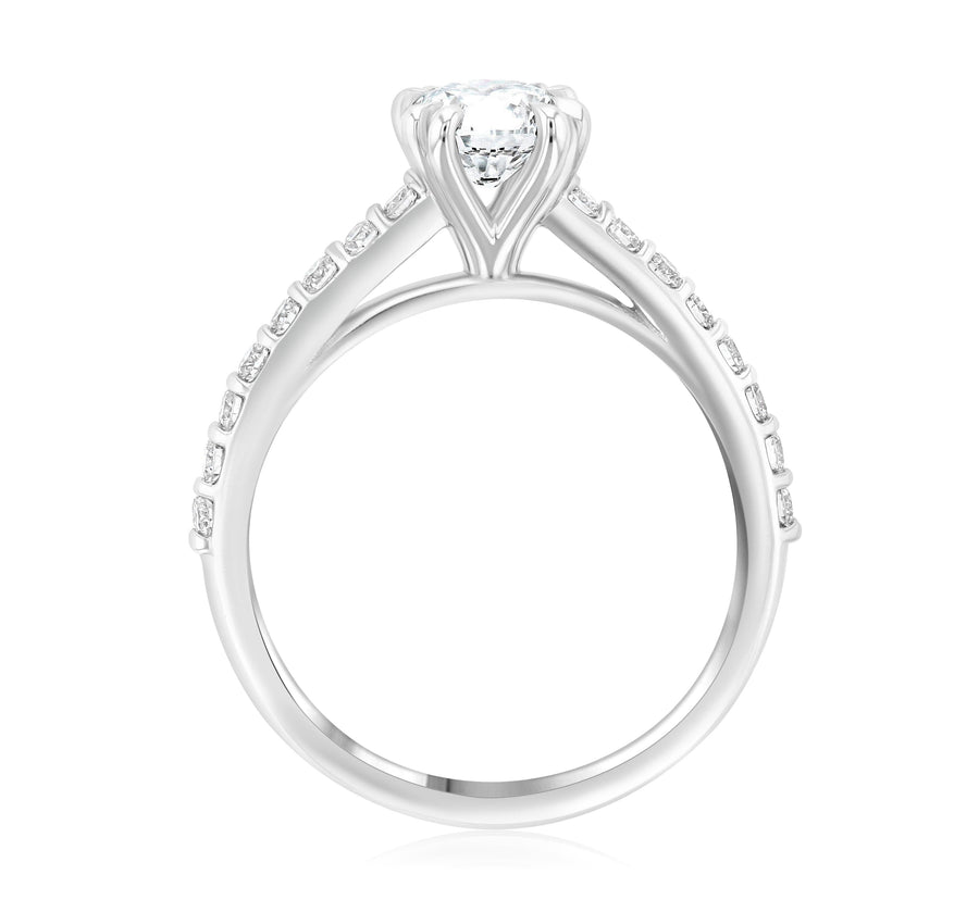 Double Prong Pavé Diamond Solitaire Engagement Ring - The Brothers Jewelry Co.