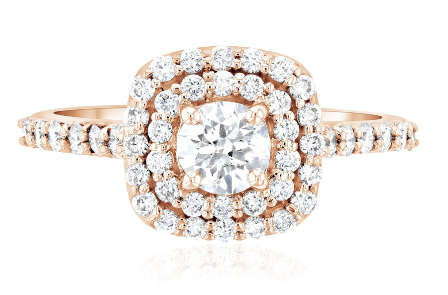 Double Princess Halo Diamond Engagement Ring - The Brothers Jewelry Co.