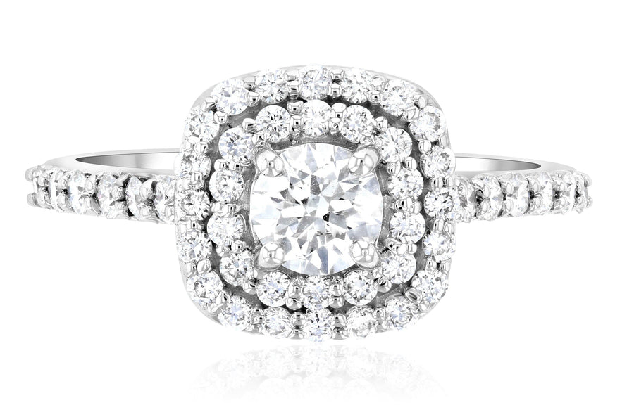 Double Princess Halo Diamond Engagement Ring - The Brothers Jewelry Co.