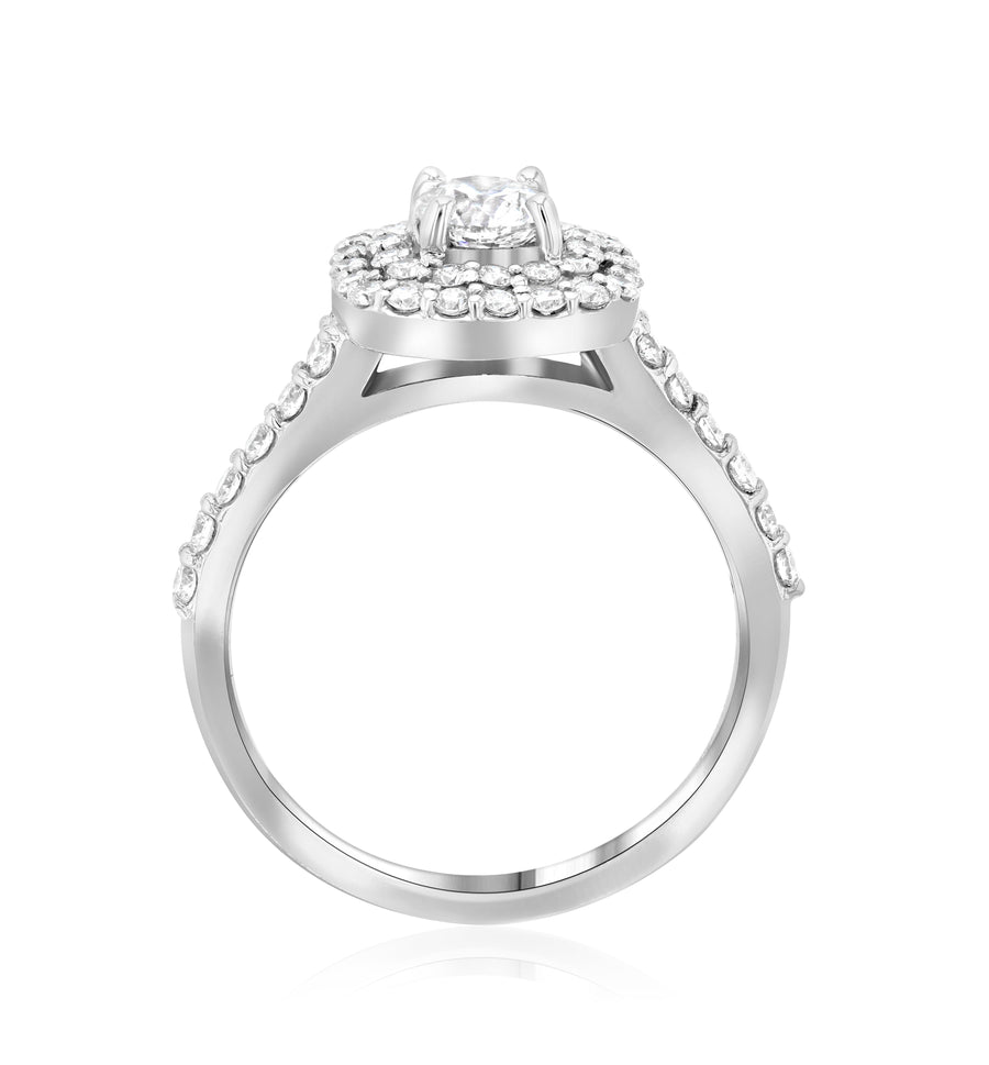 Double Princess Halo Diamond Engagement Ring - The Brothers Jewelry Co.