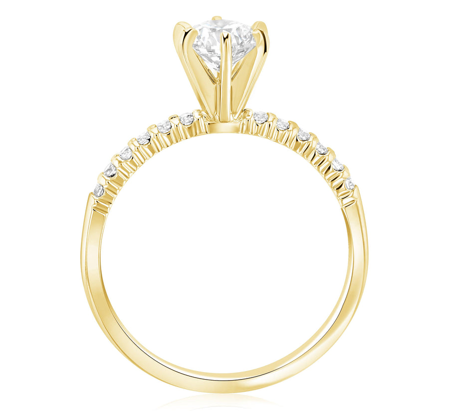 Six Prong Pavé Diamond Solitaire Engagement Ring - The Brothers Jewelry Co.