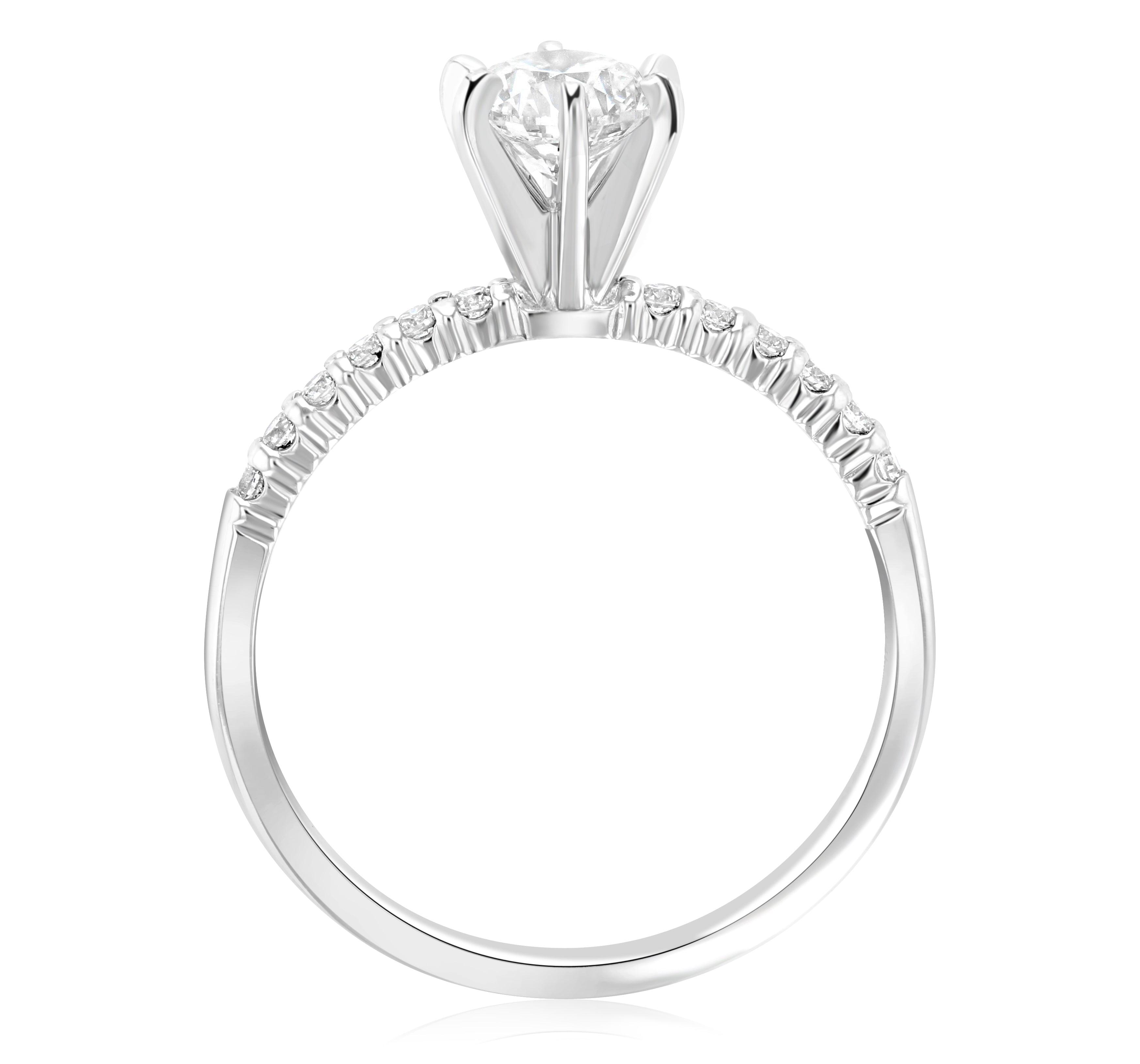 Six Prong Pavé Diamond Solitaire Engagement Ring - The Brothers Jewelry Co.
