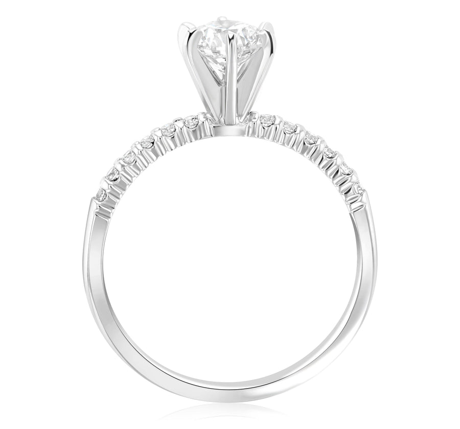 Six Prong Pavé Diamond Solitaire Engagement Ring - The Brothers Jewelry Co.