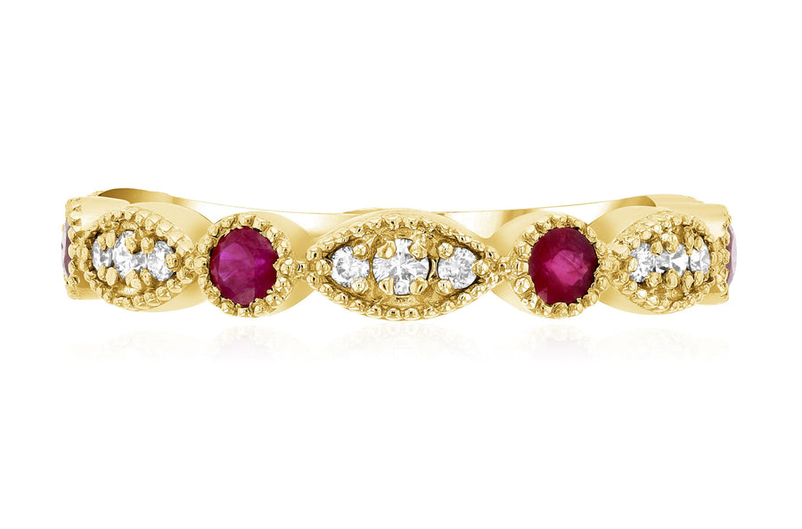 Three-Stone Diamond and Ruby Infinity Ring (.53 ct. tw.) - The Brothers Jewelry Co.