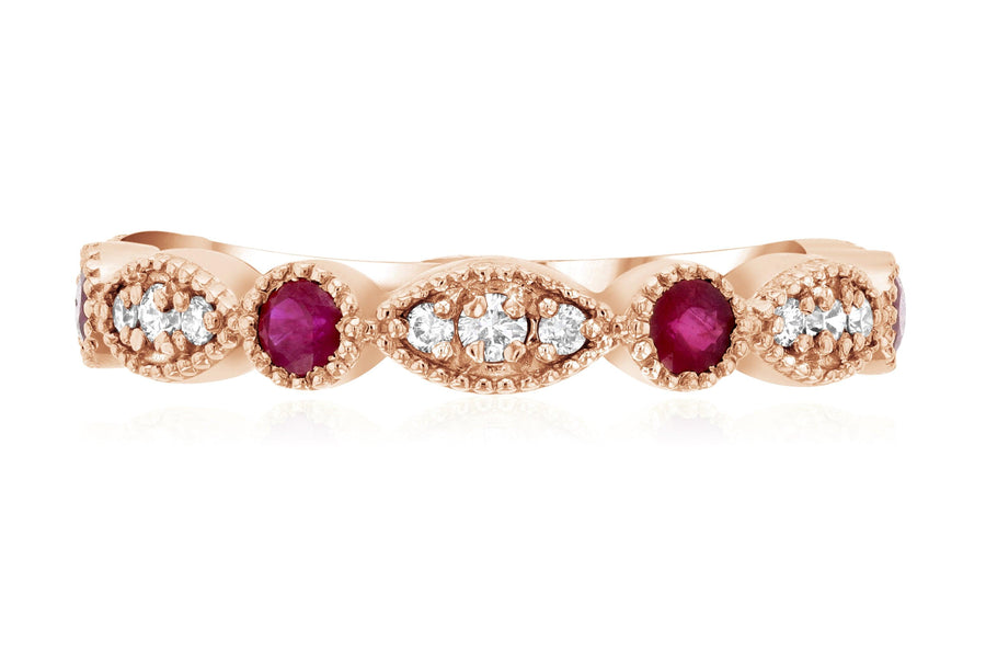 Three-Stone Diamond and Ruby Infinity Ring (.53 ct. tw.) - The Brothers Jewelry Co.