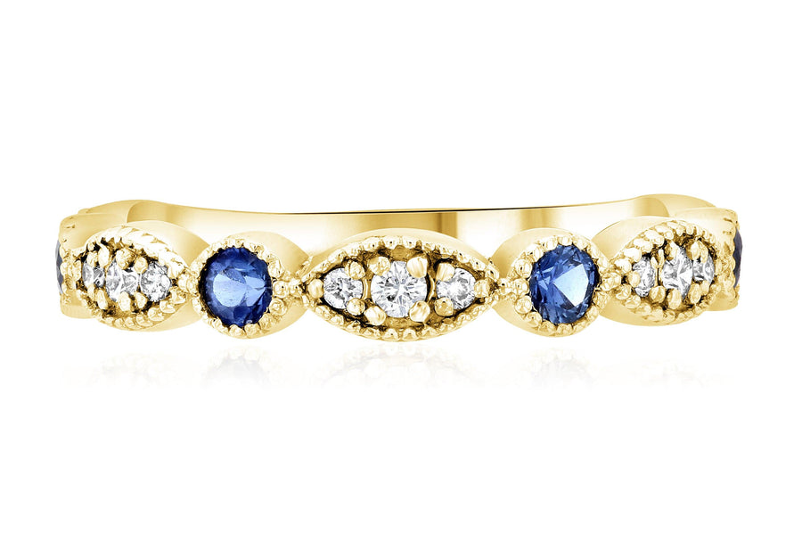 Three-Stone Diamond and Sapphire Infinity Ring (.53 ct. tw.) - The Brothers Jewelry Co.