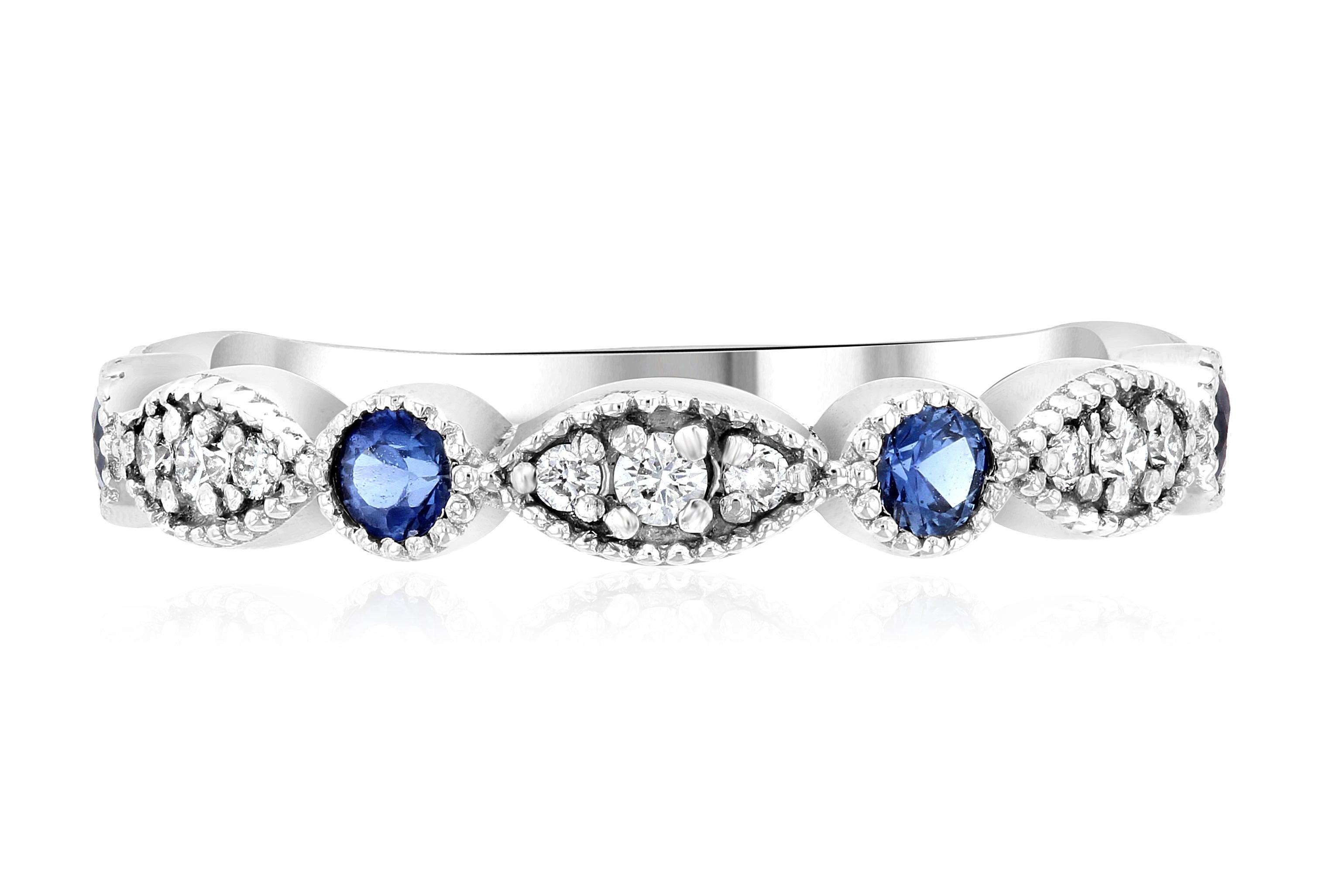 Three-Stone Diamond and Sapphire Infinity Ring (.53 ct. tw.) - The Brothers Jewelry Co.
