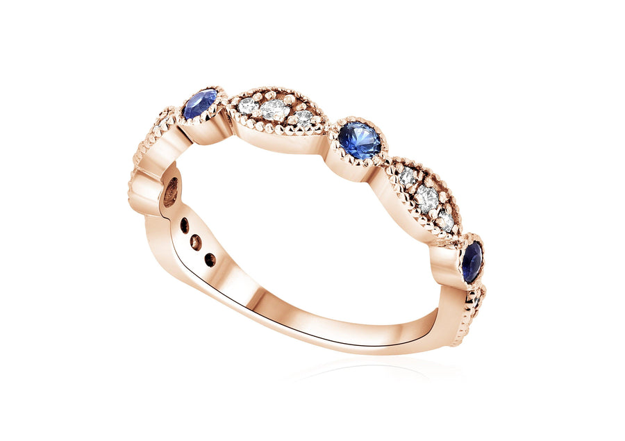 Three-Stone Diamond and Sapphire Infinity Ring (.53 ct. tw.) - The Brothers Jewelry Co.