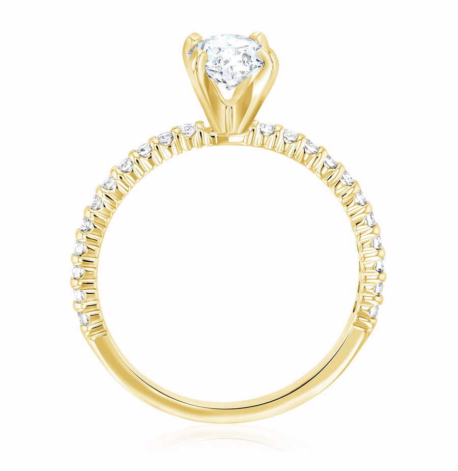 Micro Pavé Oval Cut Diamond Solitaire Engagement Ring - The Brothers Jewelry Co.