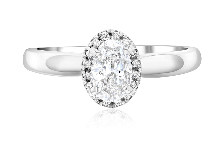 Halo Oval Diamond Engagement Ring (7/8 ct. tw.) - The Brothers Jewelry Co.