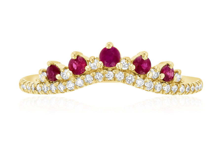 Chevron Crown Diamond and Ruby Ring (.34 ct. tw.) - The Brothers Jewelry Co.