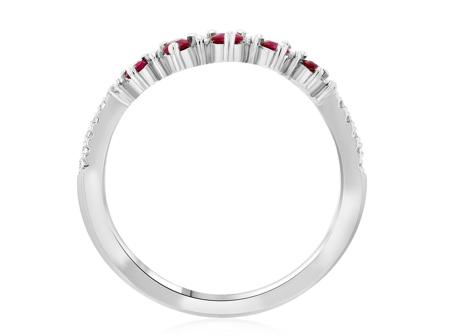 Chevron Crown Diamond and Ruby Ring (.34 ct. tw.) - The Brothers Jewelry Co.