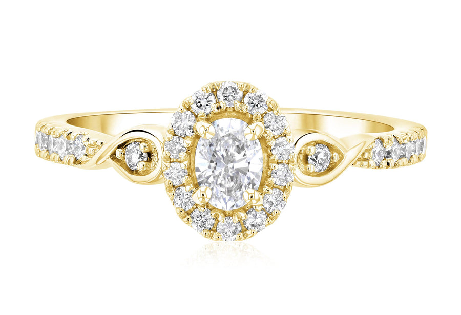 Halo Infinity Oval Diamond Engagement Ring (.56 ct. tw.) - The Brothers Jewelry Co.