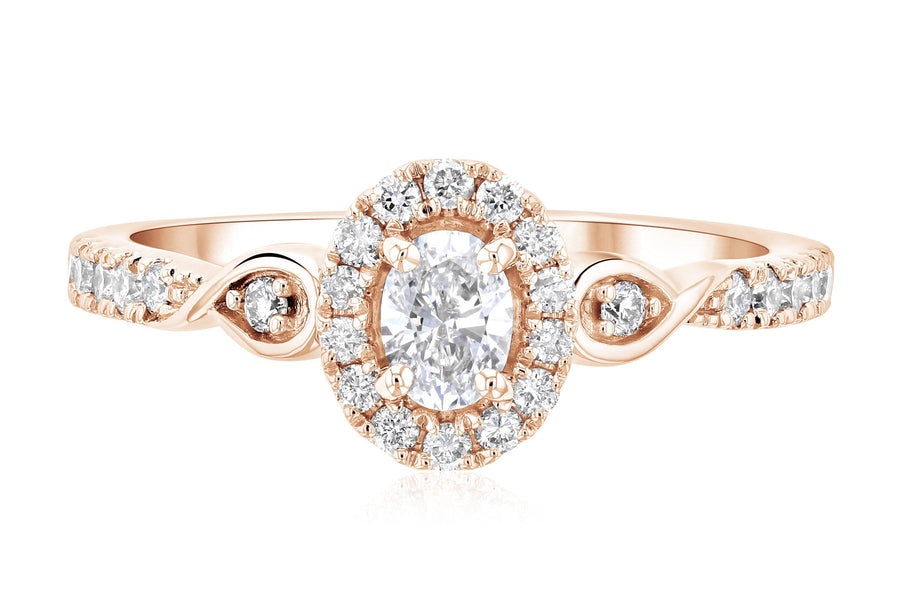 Halo Infinity Oval Diamond Engagement Ring (.56 ct. tw.) - The Brothers Jewelry Co.