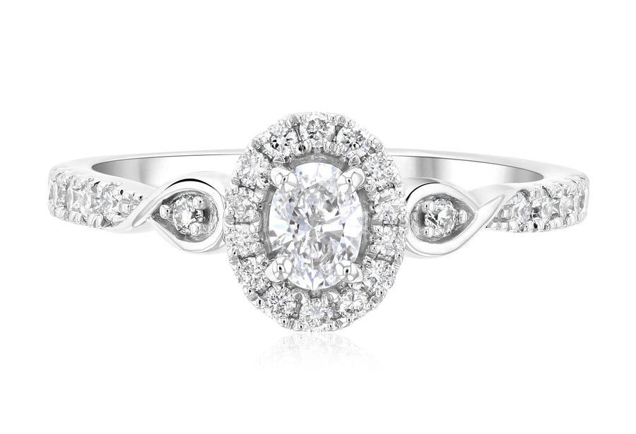 Halo Infinity Oval Diamond Engagement Ring (.56 ct. tw.) - The Brothers Jewelry Co.