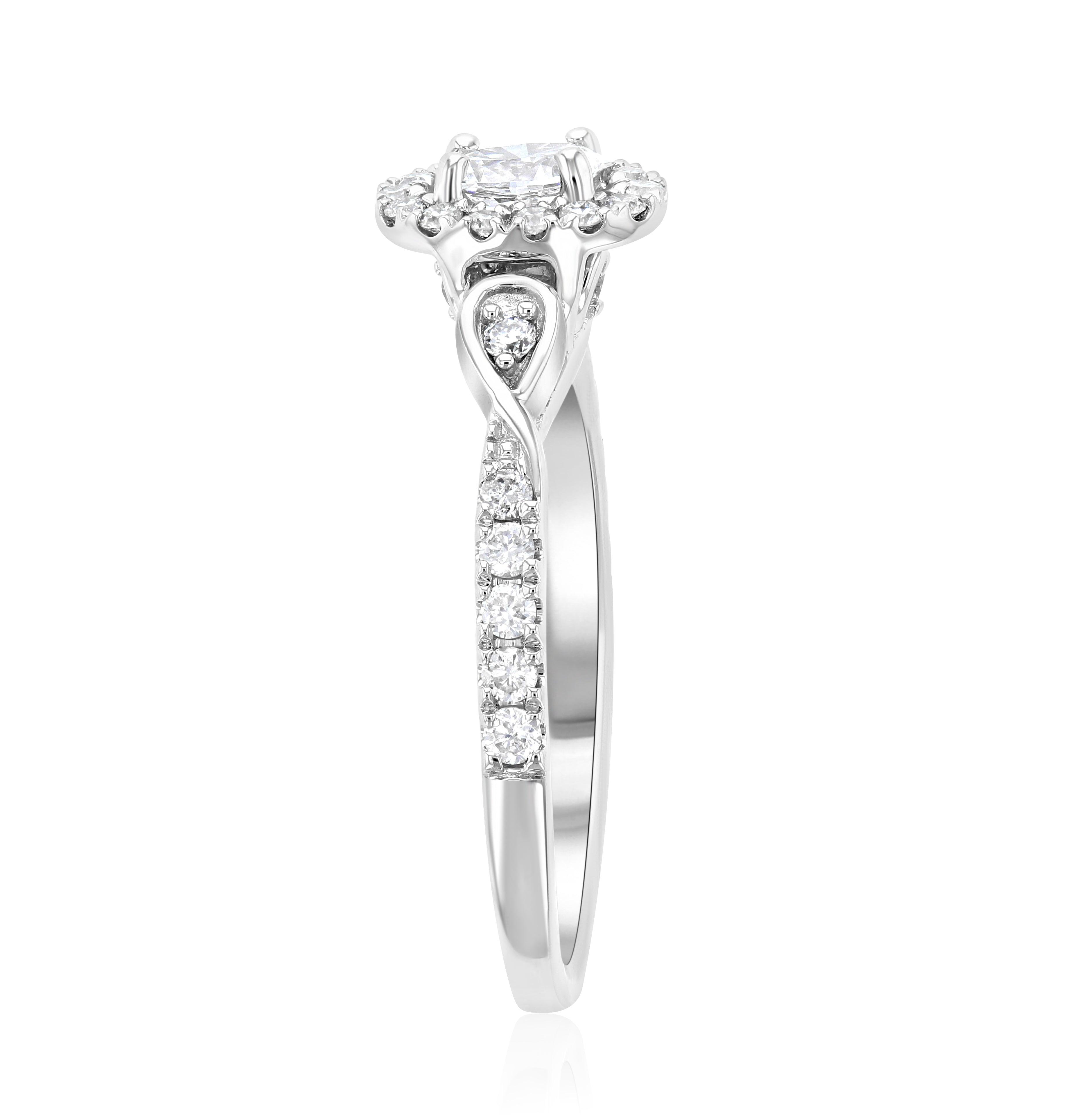 Halo Infinity Oval Diamond Engagement Ring (.56 ct. tw.) - The Brothers Jewelry Co.