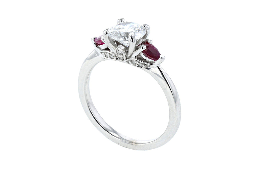 Lab Diamond and Ruby Three-Stone Engagement Ring (1.70 ct. tw.) - The Brothers Jewelry Co.