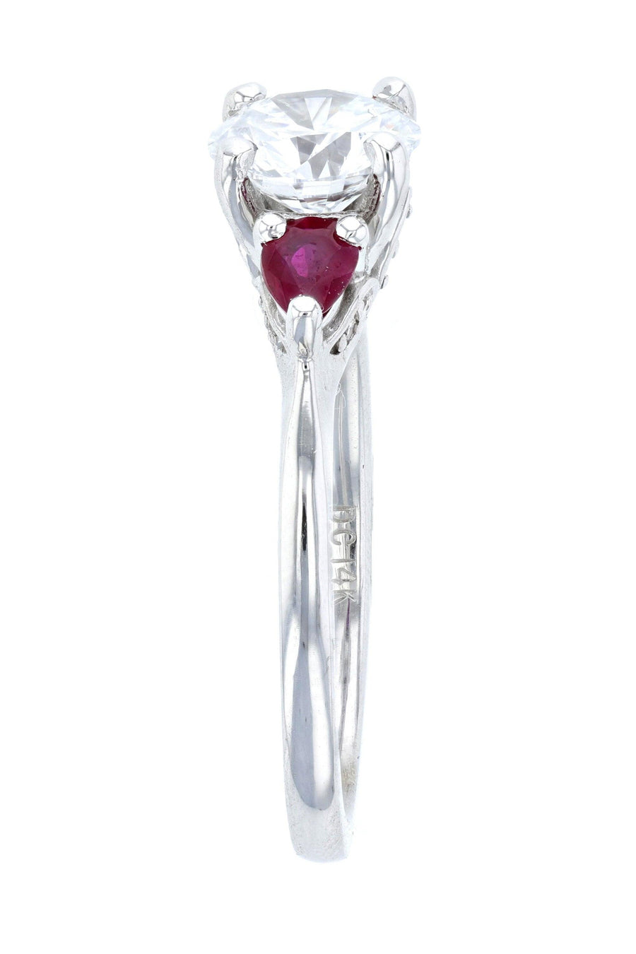 Lab Diamond and Ruby Three-Stone Engagement Ring (1.70 ct. tw.) - The Brothers Jewelry Co.