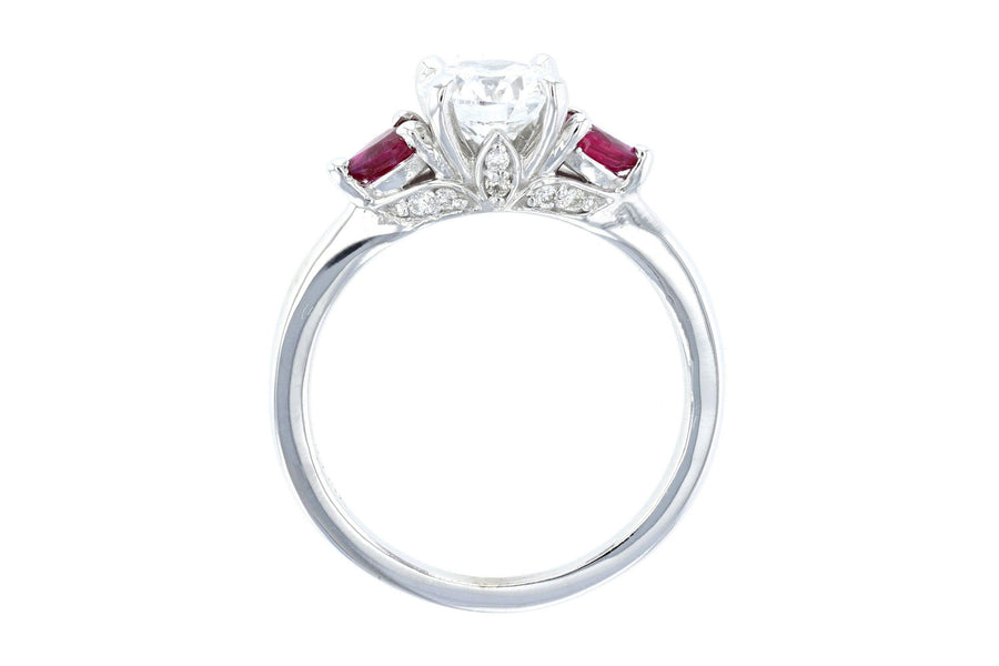 Lab Diamond and Ruby Three-Stone Engagement Ring (1.70 ct. tw.) - The Brothers Jewelry Co.