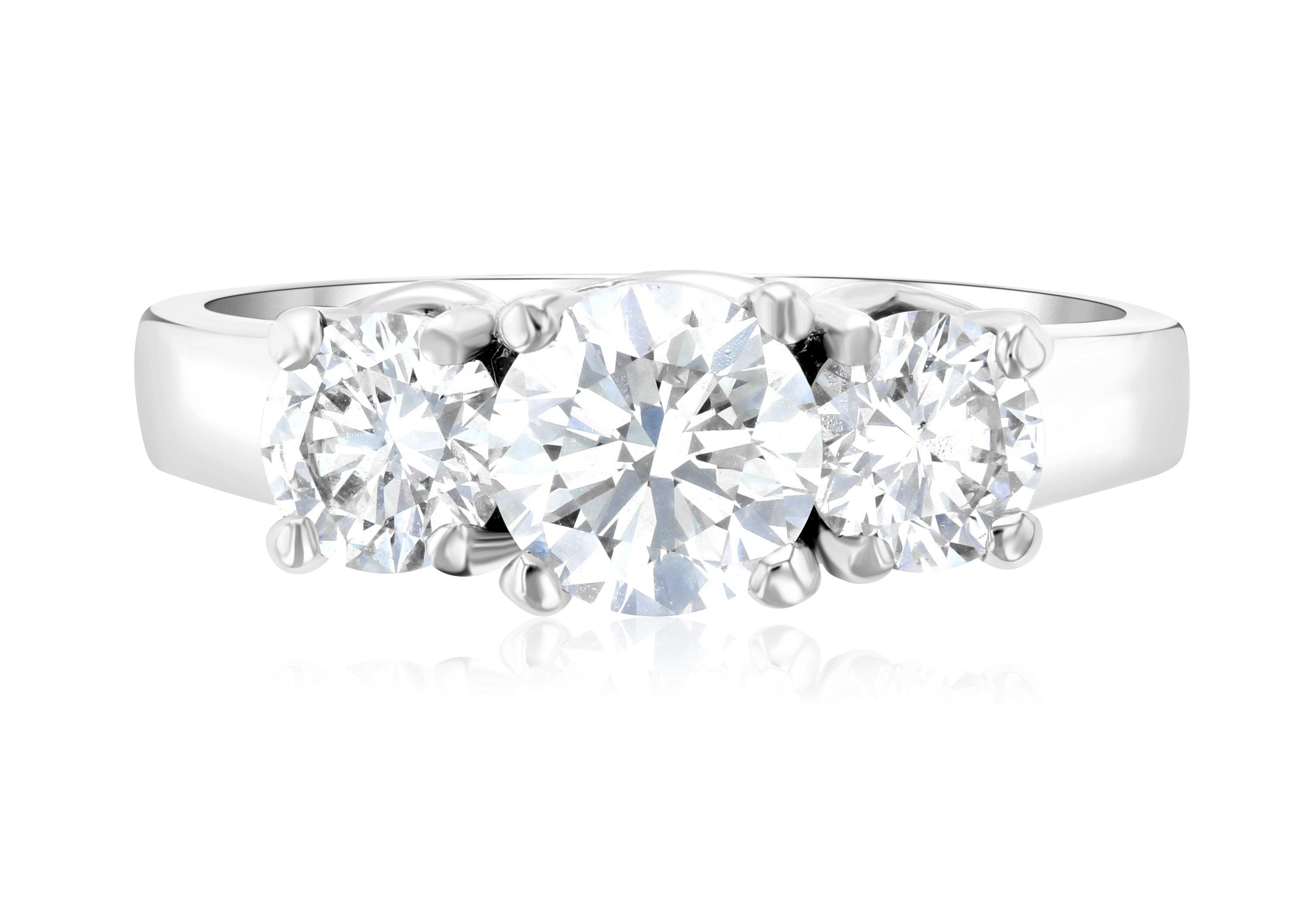Diamond Three-Stone Shared Prong Engagement Ring (1.50 ct. tw.) - The Brothers Jewelry Co.