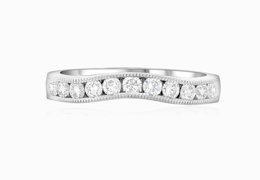 Diamond Milgrain Curved Wedding Ring - The Brothers Jewelry Co.