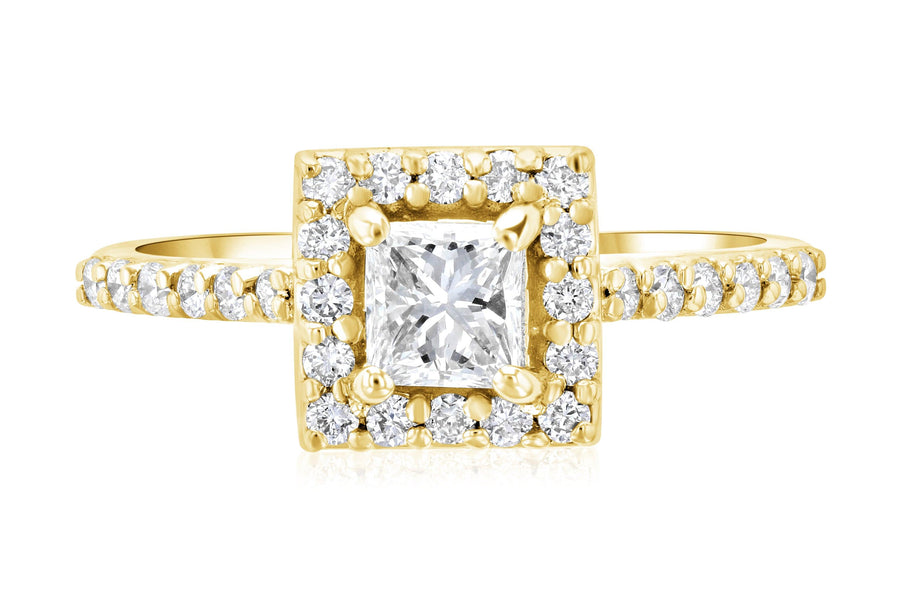 Halo Princess Diamond Engagement Ring (.76 ct. tw.) - The Brothers Jewelry Co.