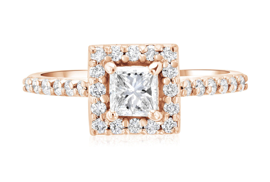 Halo Princess Diamond Engagement Ring (.76 ct. tw.) - The Brothers Jewelry Co.