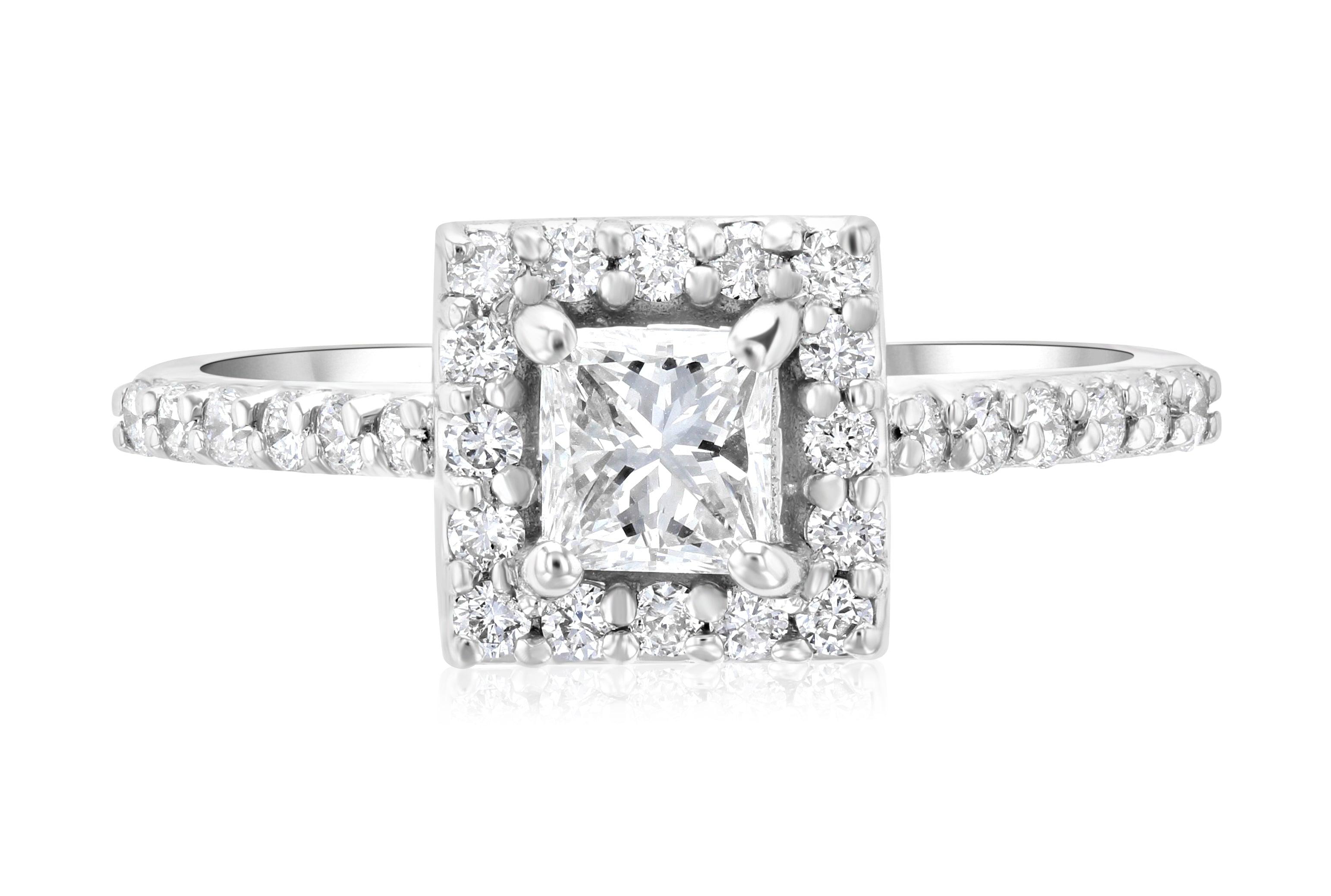 Halo Princess Diamond Engagement Ring (.76 ct. tw.) - The Brothers Jewelry Co.