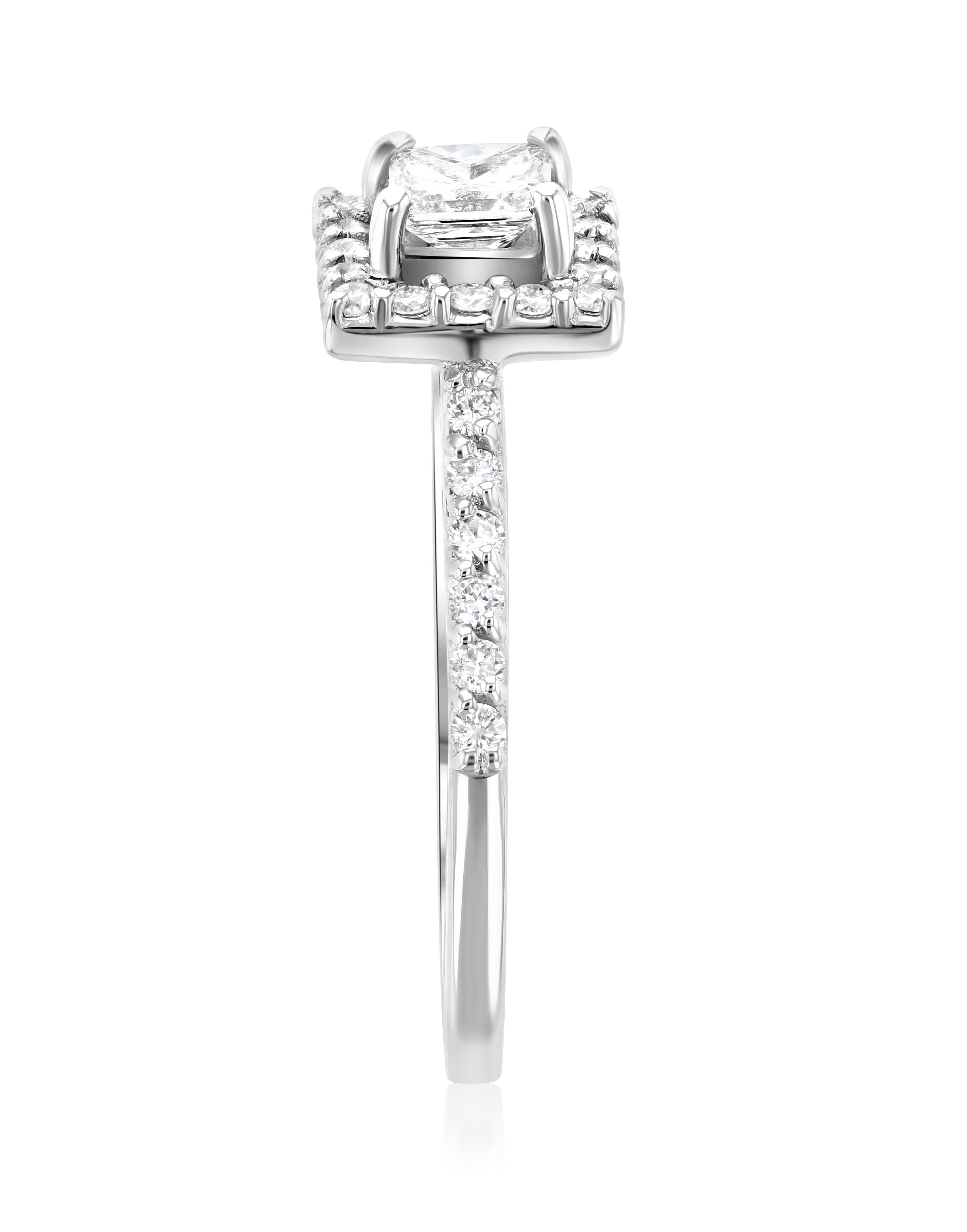 Halo Princess Diamond Engagement Ring (.76 ct. tw.) - The Brothers Jewelry Co.