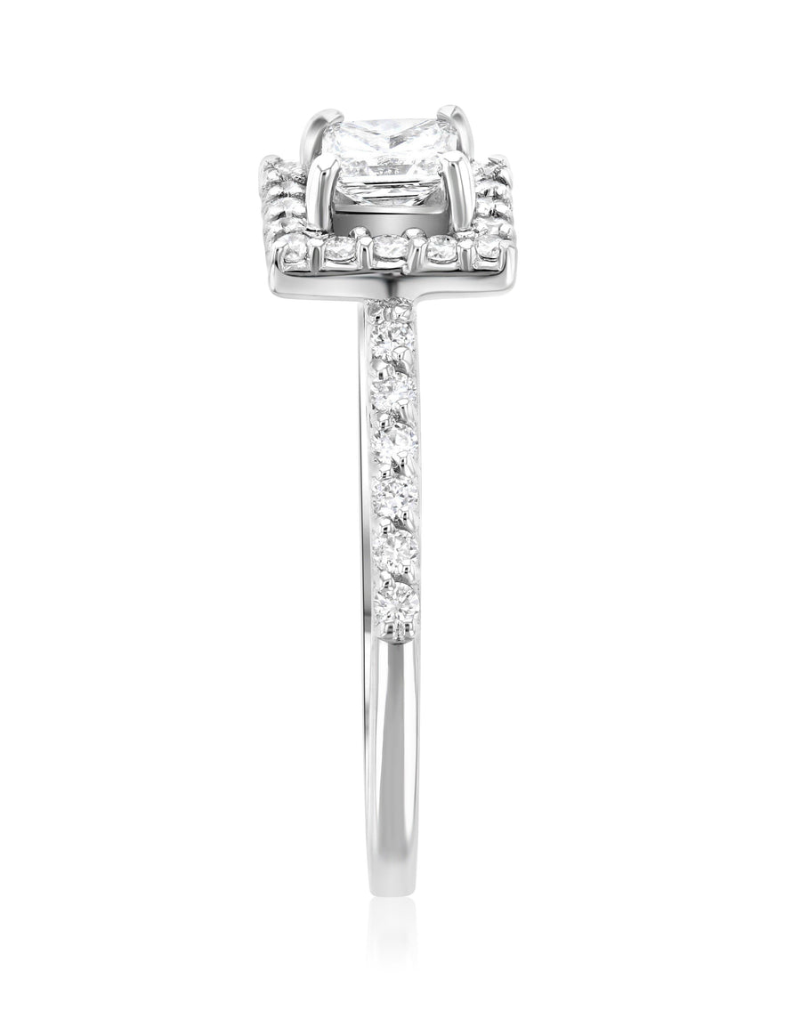 Halo Princess Diamond Engagement Ring (.76 ct. tw.) - The Brothers Jewelry Co.