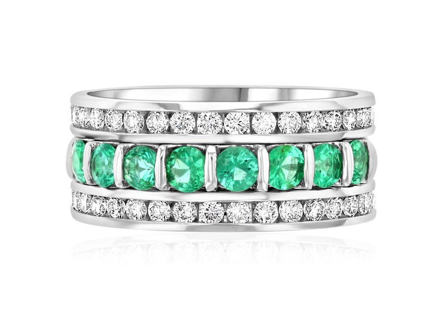 Diamond and Emerald Anniversary Ring Stack (1.60 ct. tw.) - The Brothers Jewelry Co.